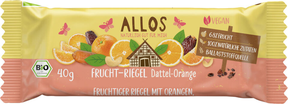 Allos Fruchtriegel Dattel-Orange 40g